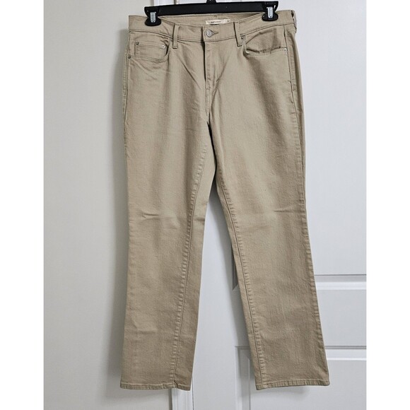 Levi's 505 Jeans Women’s 32 (33x30.5) Tan Mid-Rise Straight Leg EUC - Picture 1 of 11